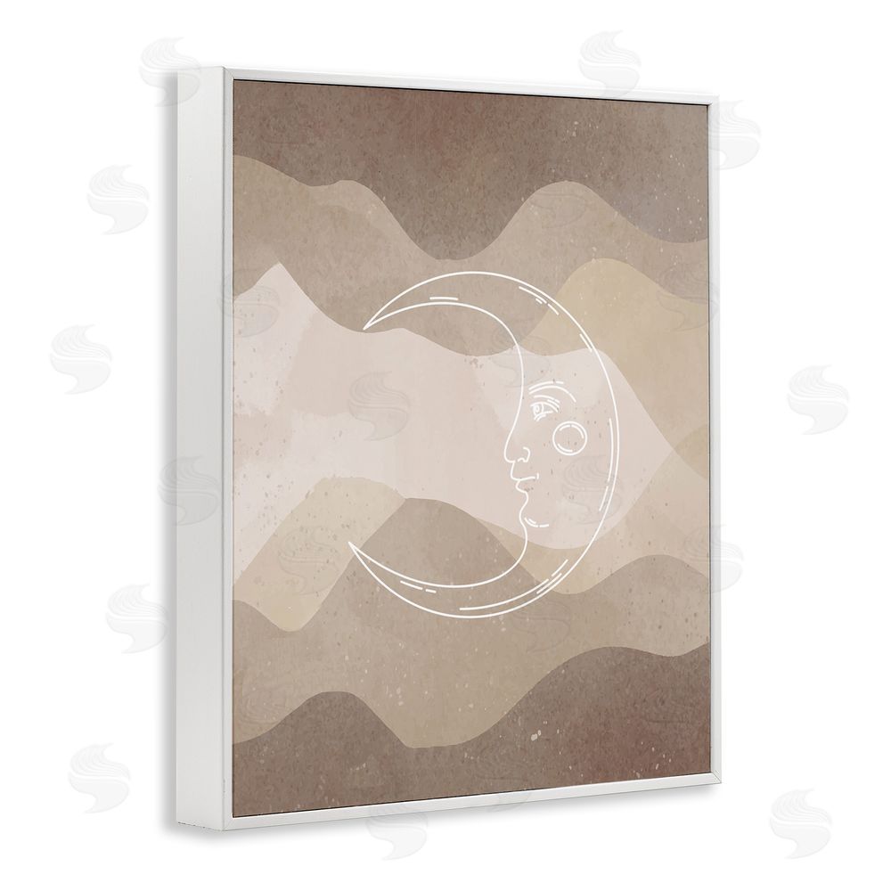 Stupell Studio Boho Celestial Moon White Framed Giclee Wall Art Print