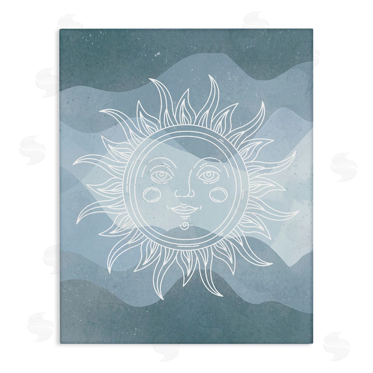 Stupell Studio Blue Astral Sun Stretched Canvas Wall Art Print