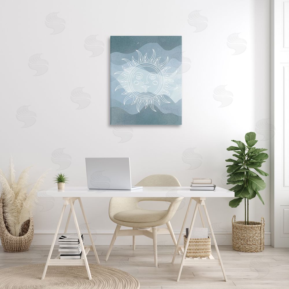 Stupell Studio Blue Astral Sun Canvas Wall Art Print in Room