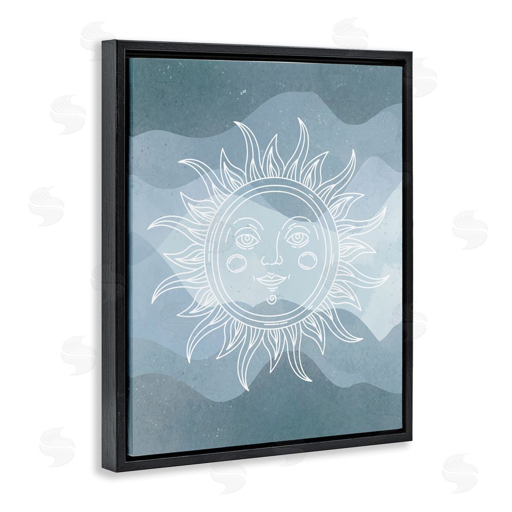Stupell Studio Blue Astral Sun Black Floating Frame Canvas Wall Art Print
