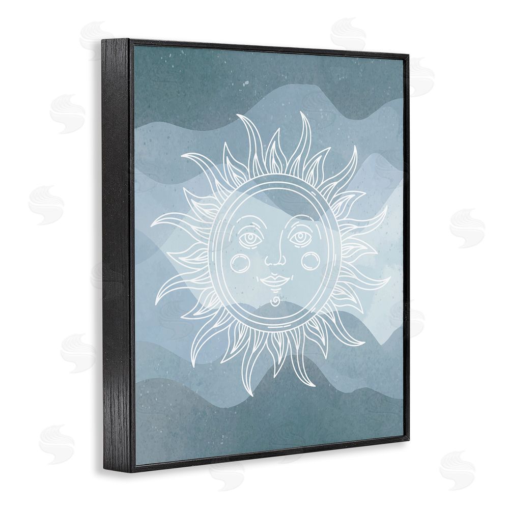 Stupell Studio Blue Astral Sun Black Framed Giclee Wall Art Print