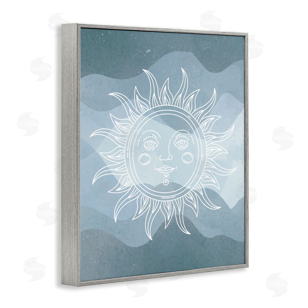 Stupell Studio Blue Astral Sun Gray Framed Giclee Wall Art Print