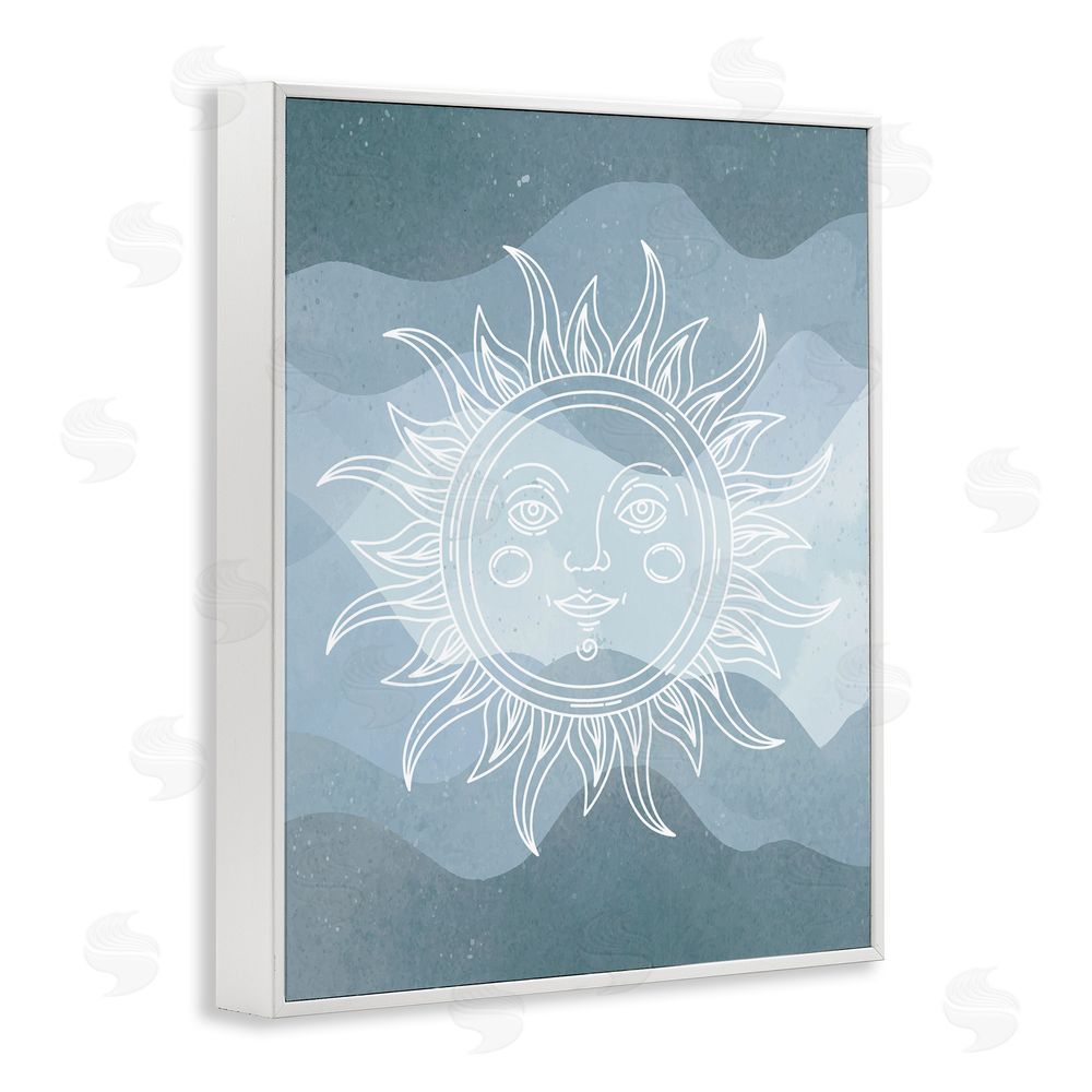 Stupell Studio Blue Astral Sun White Framed Giclee Wall Art Print