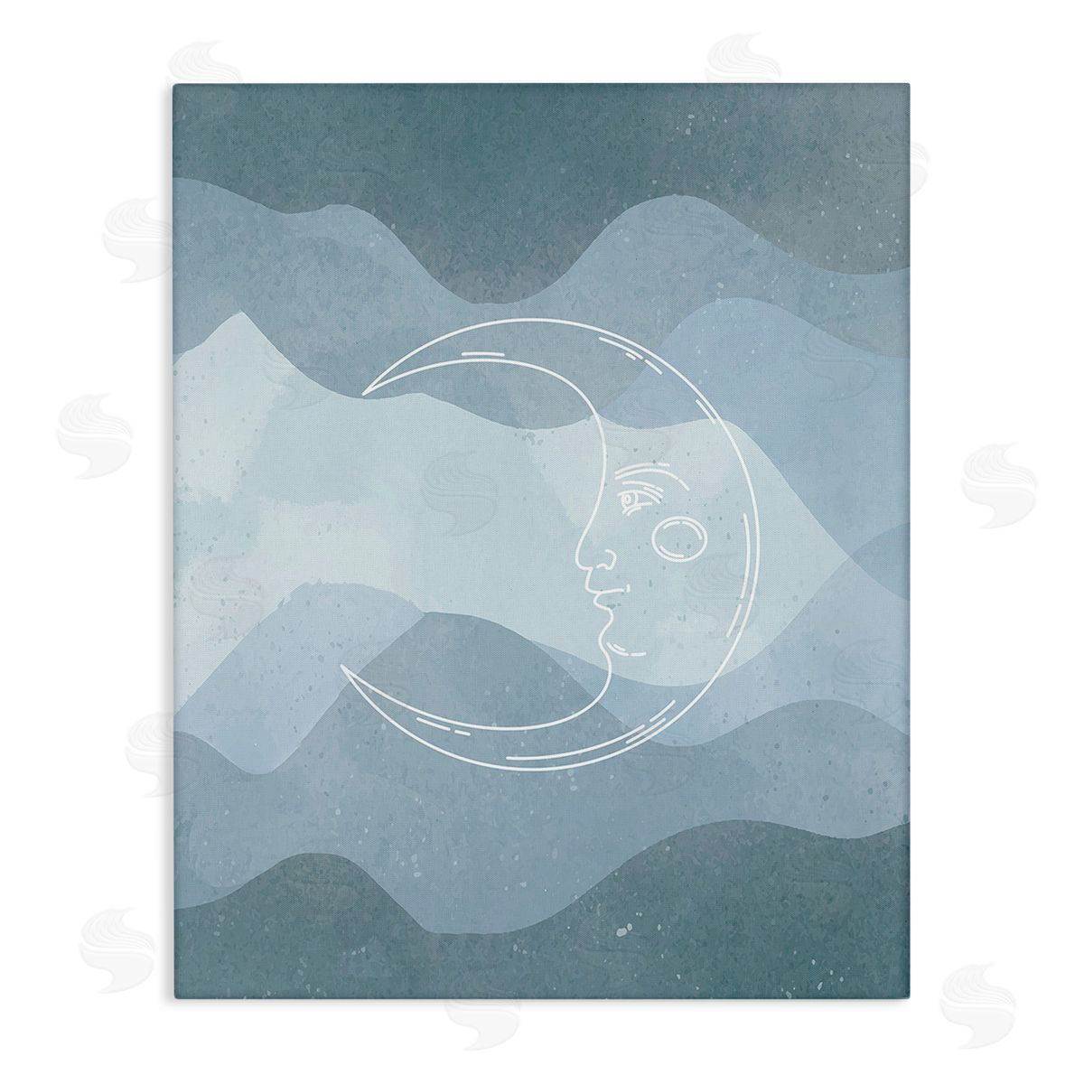 Stupell Studio Blue Astral Moon Stretched Canvas Wall Art Print