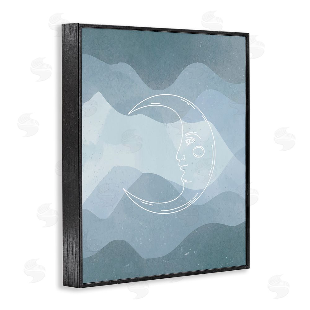 Stupell Studio Blue Astral Moon Black Framed Giclee Wall Art Print