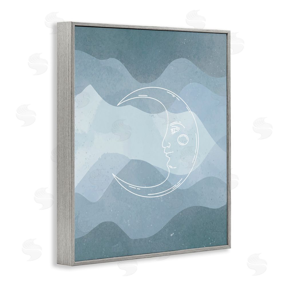 Stupell Studio Blue Astral Moon Gray Framed Giclee Wall Art Print