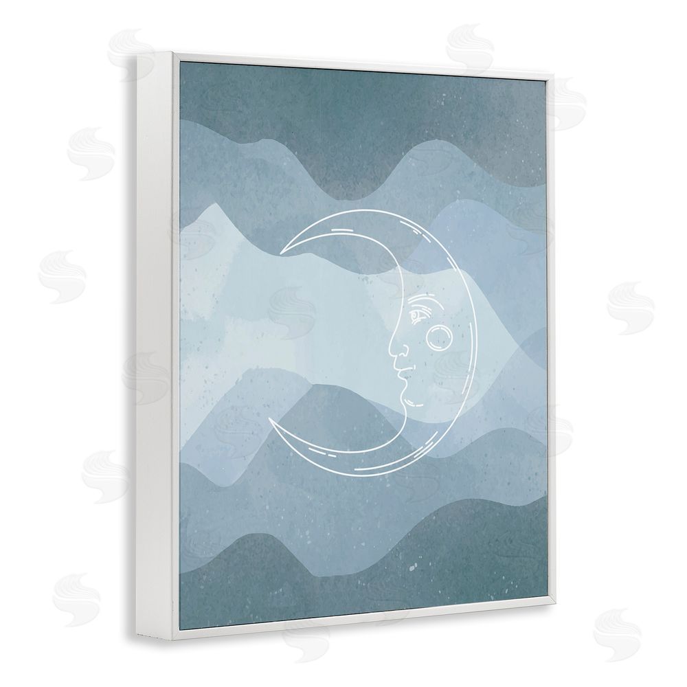 Stupell Studio Blue Astral Moon White Framed Giclee Wall Art Print