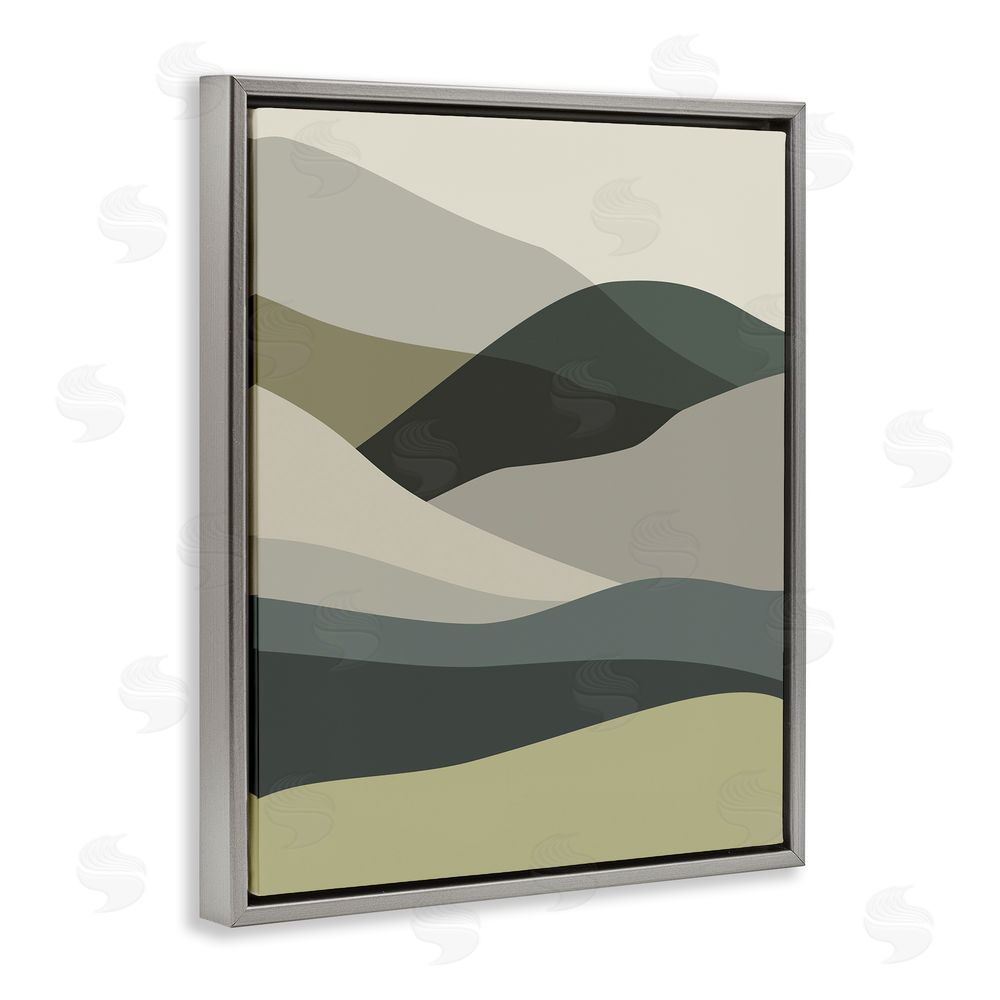 Stupell Studio Abstract Alternating Hills Grey Floating Frame Canvas Wall Art Print