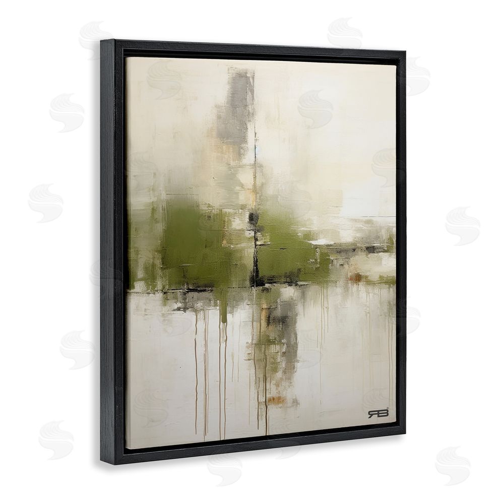 RB Modern Paint Drip Horizon Black Floating Frame Canvas Wall Art Print