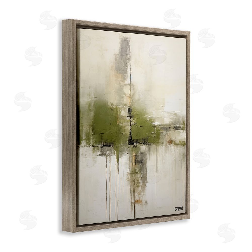 RB Modern Paint Drip Horizon Brown Floating Frame Canvas Wall Art Print