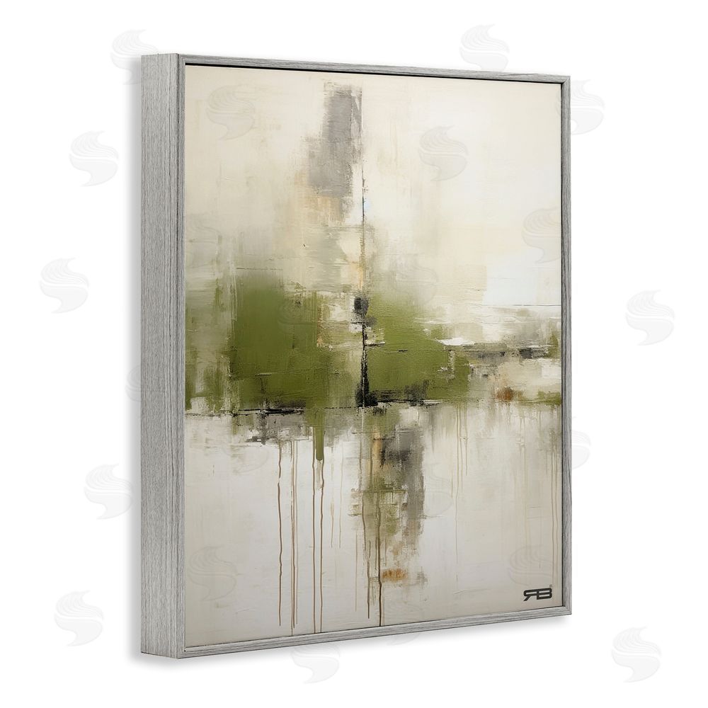 RB Modern Paint Drip Horizon Gray Framed Giclee Wall Art Print