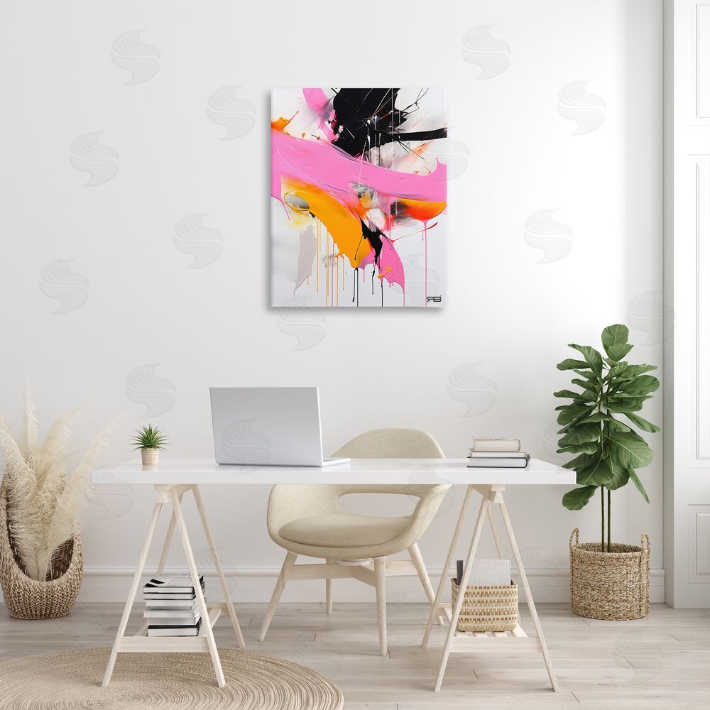 RB Pink & Black Contemporary Canvas Wall Art Print in Room