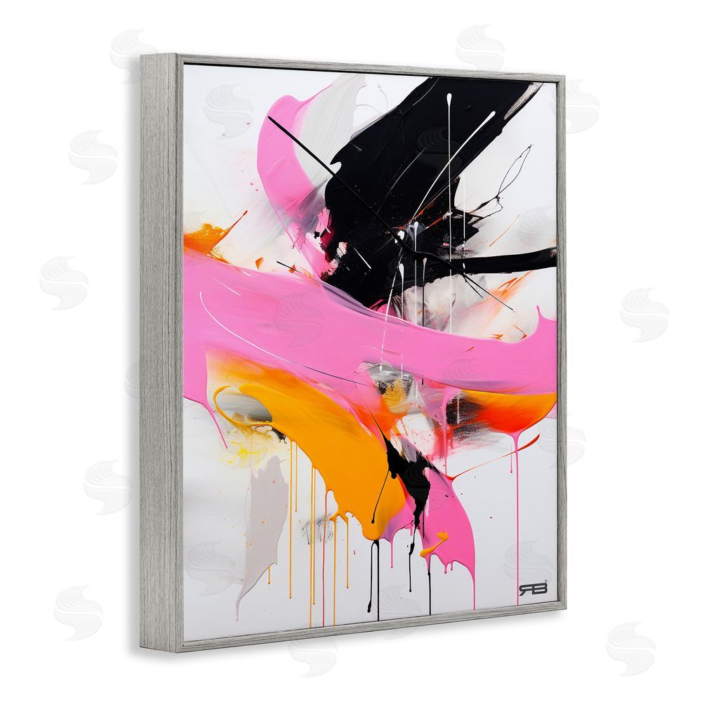 RB Pink & Black Contemporary Gray Framed Giclee Wall Art Print
