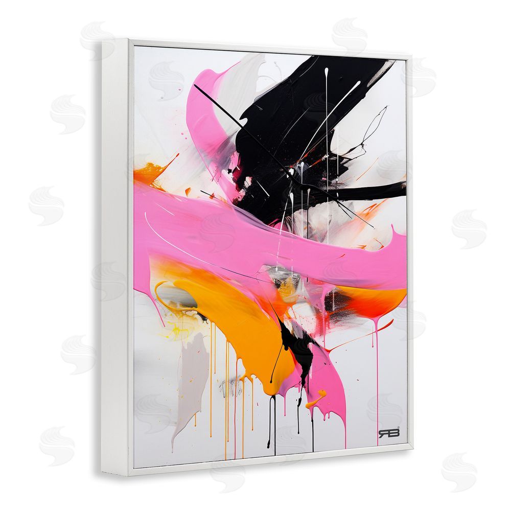 RB Pink & Black Contemporary White Framed Giclee Wall Art Print