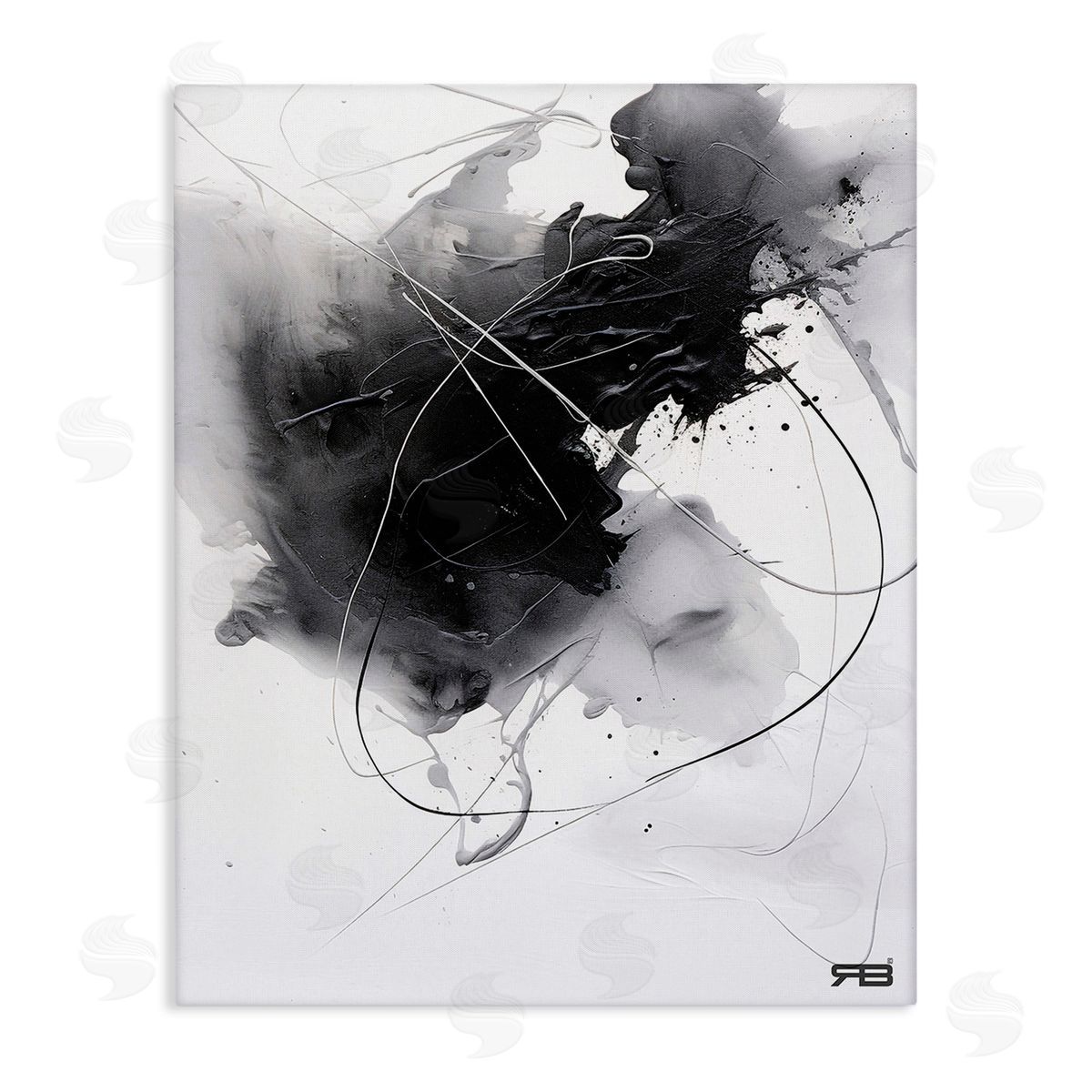 RB Contemporary Watercolor Smear Stretched Canvas Wall Art Print