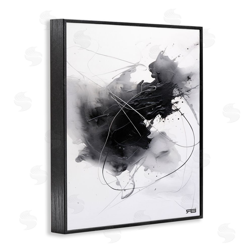 RB Contemporary Watercolor Smear Black Framed Giclee Wall Art Print