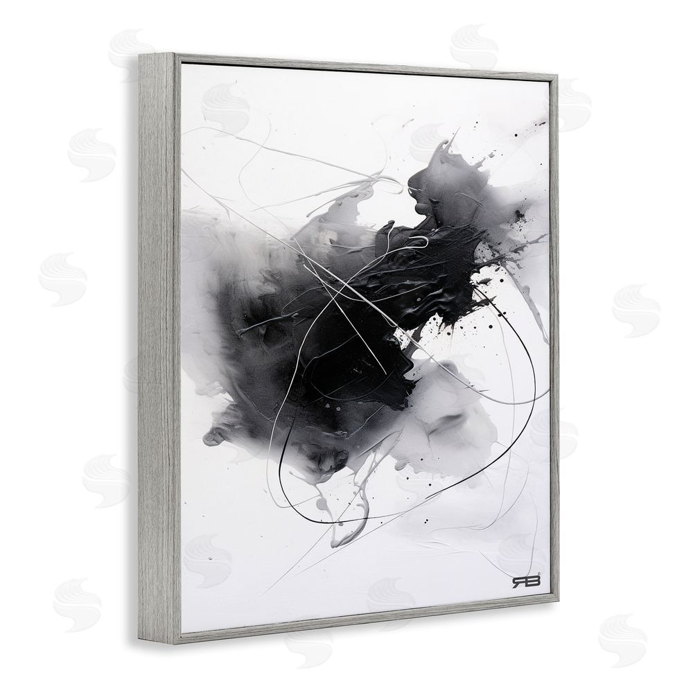 RB Contemporary Watercolor Smear Gray Framed Giclee Wall Art Print