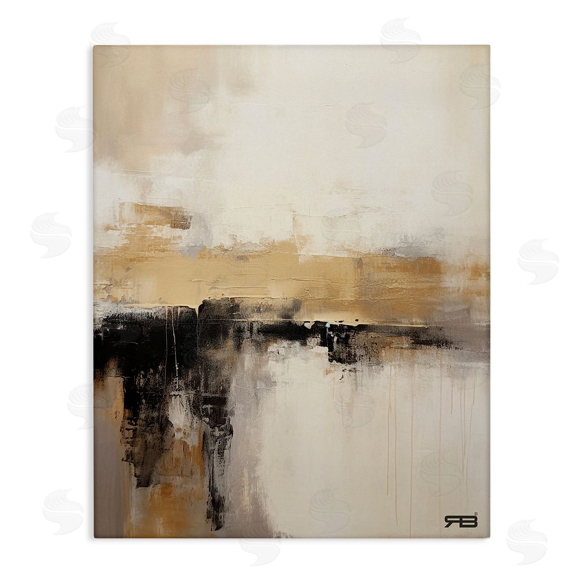 RB Neutral Contemporary Horizon Stretched Canvas Wall Art Print