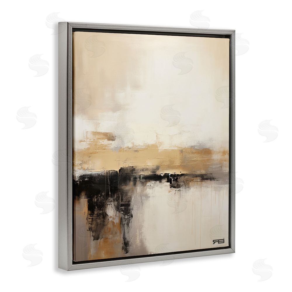 RB Neutral Contemporary Horizon Grey Floating Frame Canvas Wall Art Print