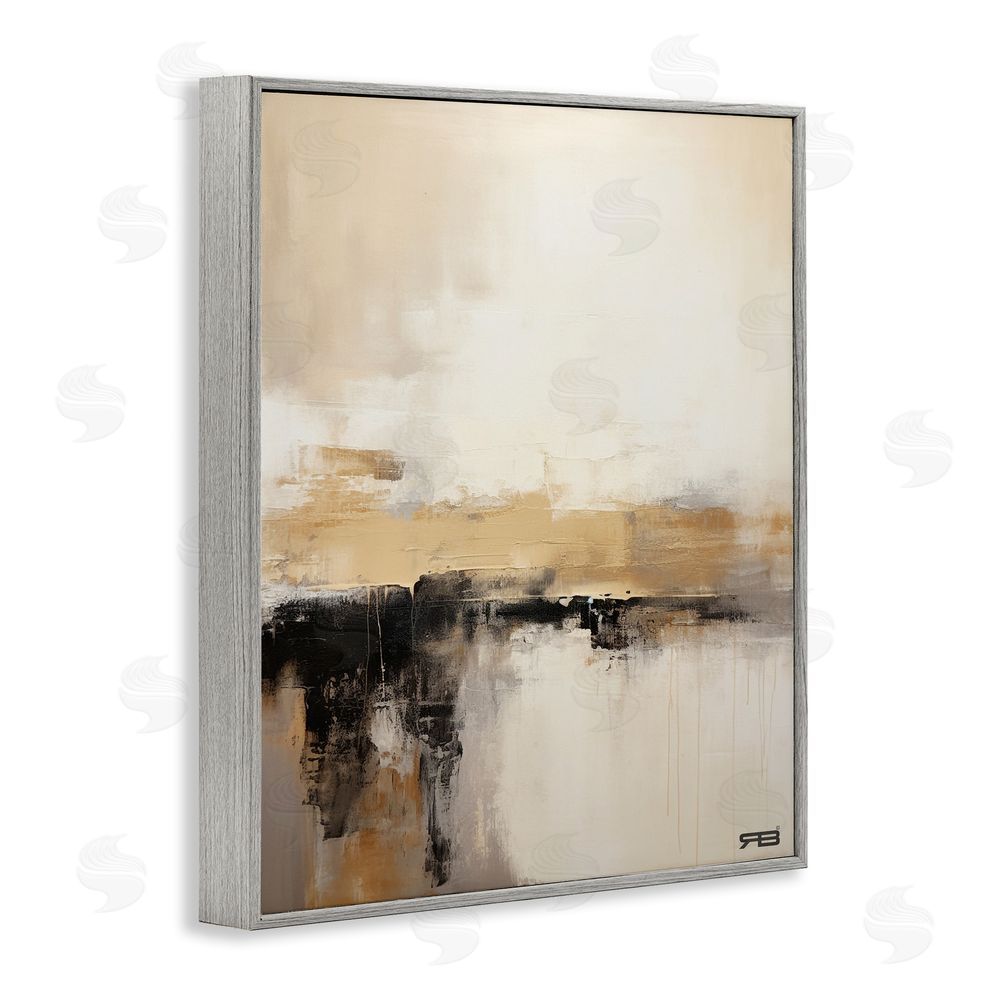 RB Neutral Contemporary Horizon Gray Framed Giclee Wall Art Print