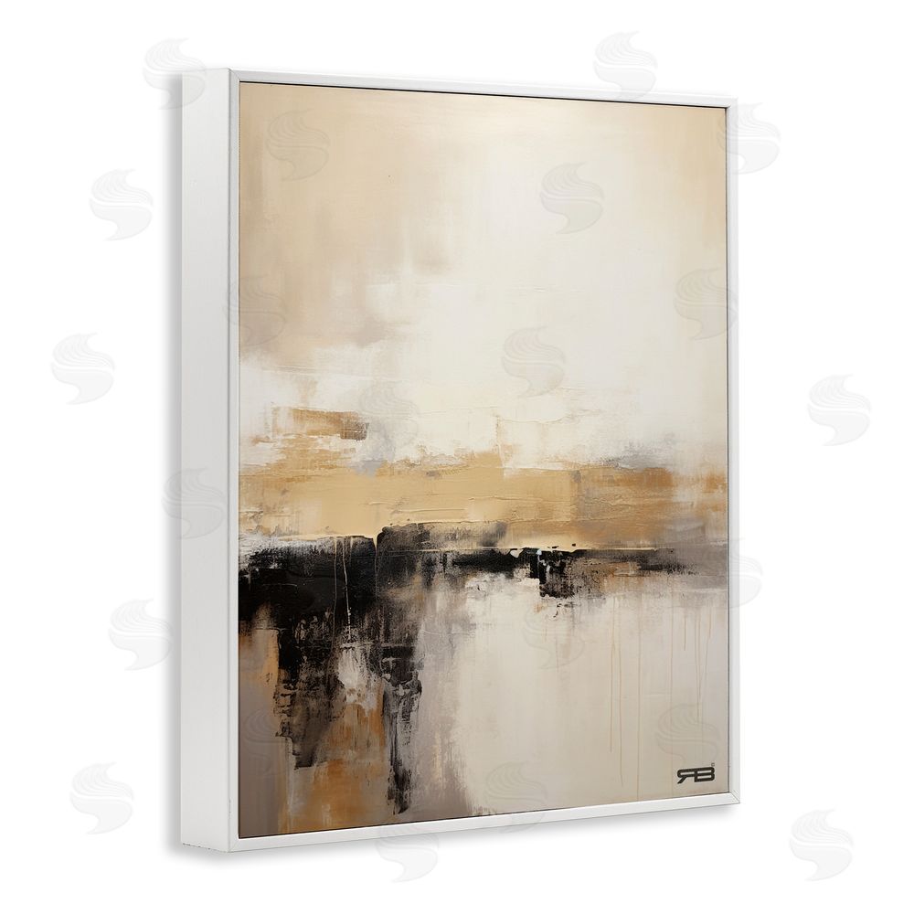 RB Neutral Contemporary Horizon White Framed Giclee Wall Art Print