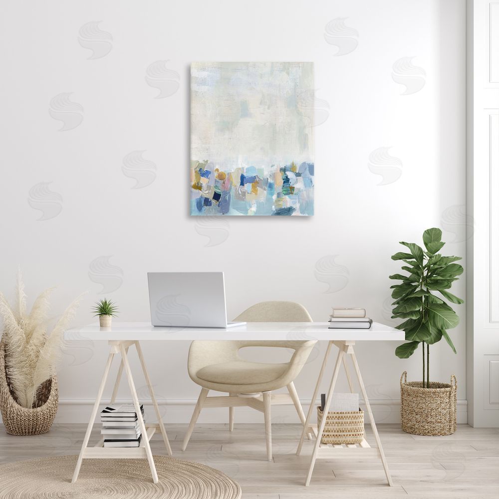 Rachel Springer Modern Blue Landscape Canvas Wall Art Print in Room