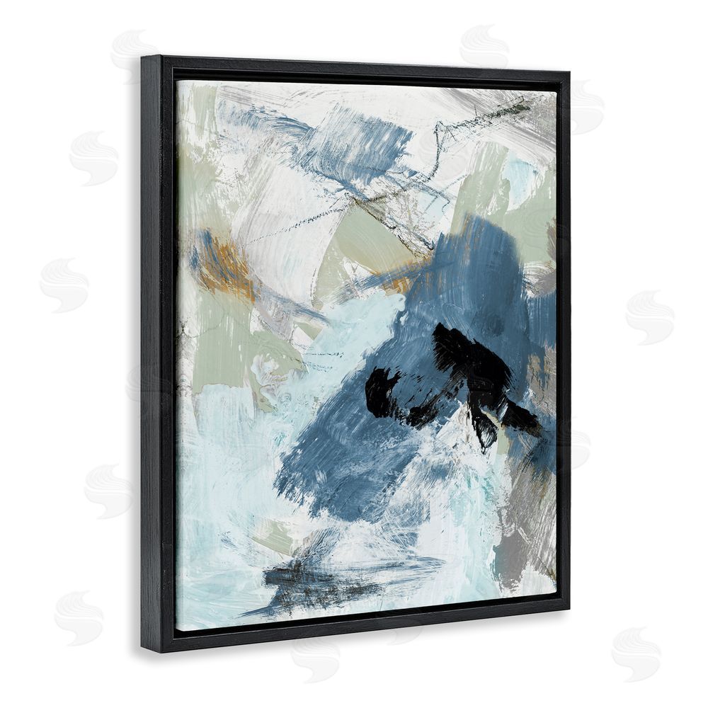 Lanie Loreth Chaotic Brush Strokes Pattern Black Floating Frame Canvas Wall Art Print