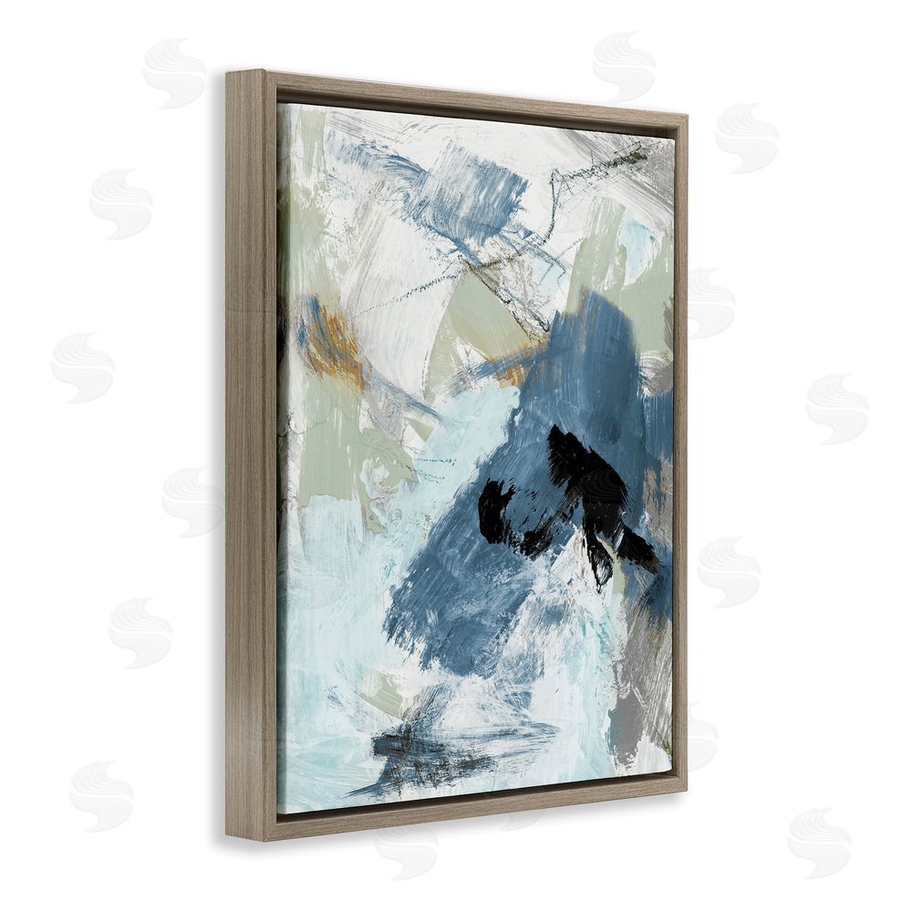 Lanie Loreth Chaotic Brush Strokes Pattern Brown Floating Frame Canvas Wall Art Print