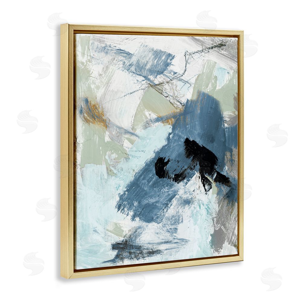 Lanie Loreth Chaotic Brush Strokes Pattern Gold Floating Frame Canvas Wall Art Print