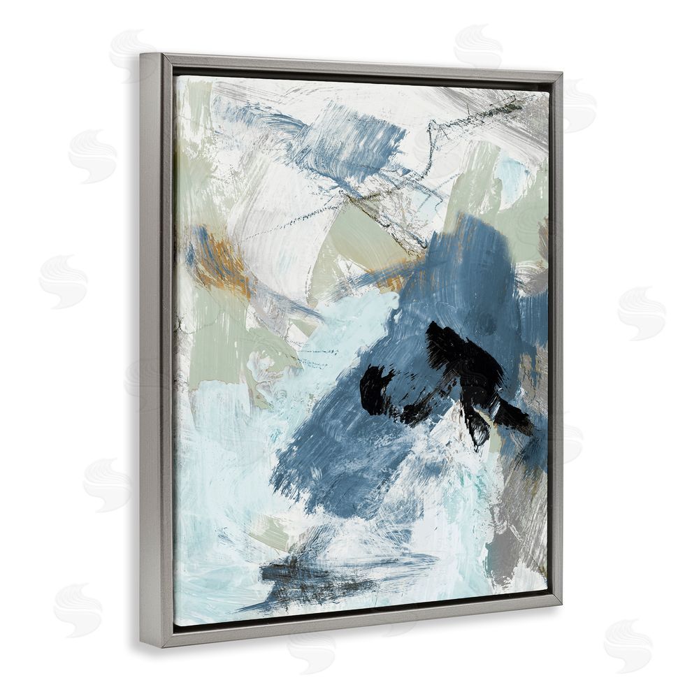 Lanie Loreth Chaotic Brush Strokes Pattern Grey Floating Frame Canvas Wall Art Print