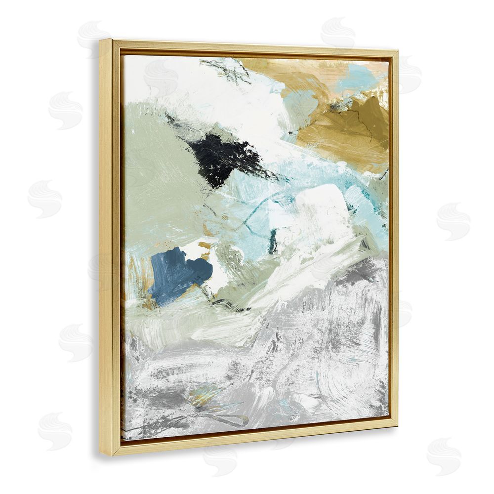 Lanie Loreth Expressive Modern Pattern Gold Floating Frame Canvas Wall Art Print