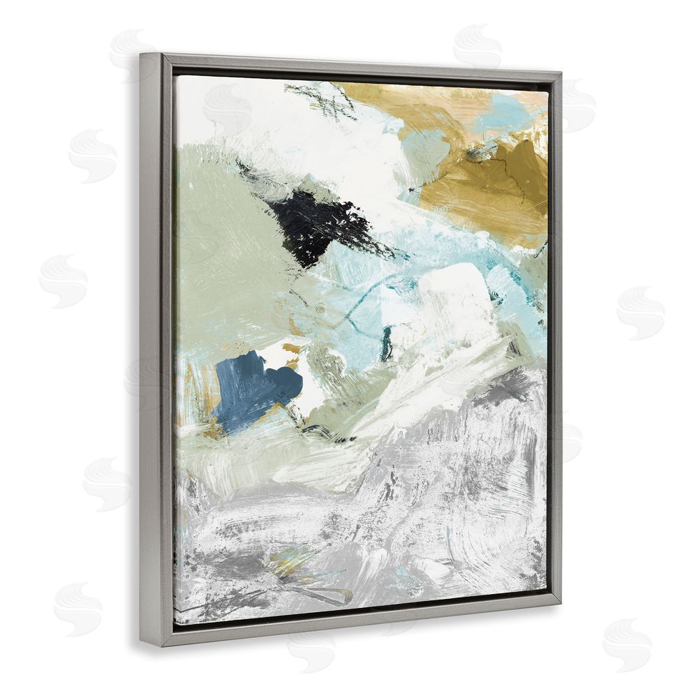 Lanie Loreth Expressive Modern Pattern Grey Floating Frame Canvas Wall Art Print