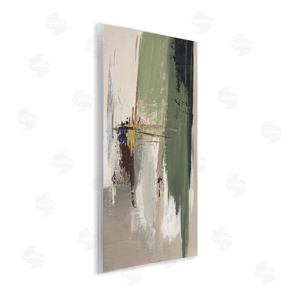 Patricia Pinto Green & Tan Brush Strokes Wall Plaque Art Print