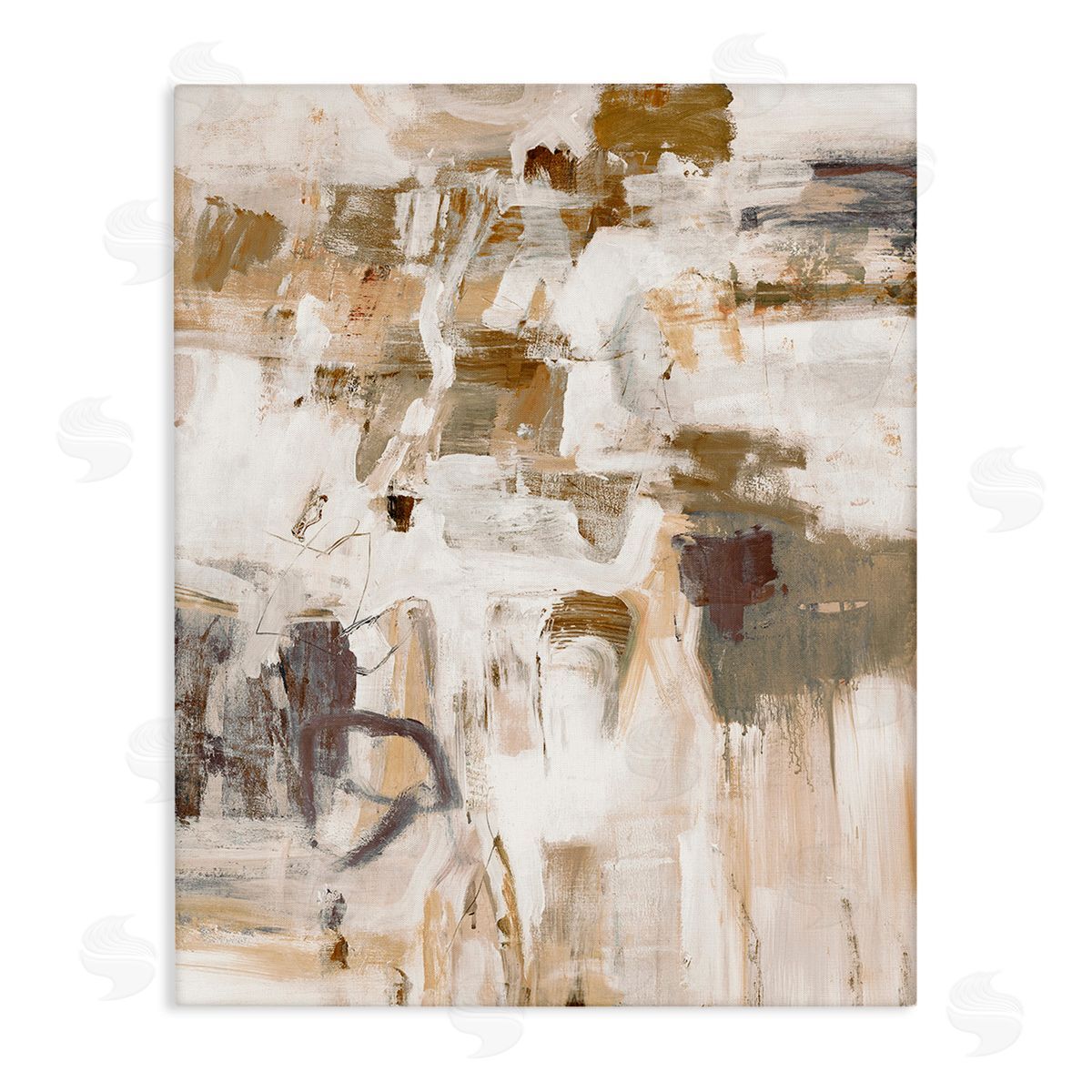 Lisa Ridgers Beige Abstract Pattern Stretched Canvas Wall Art Print