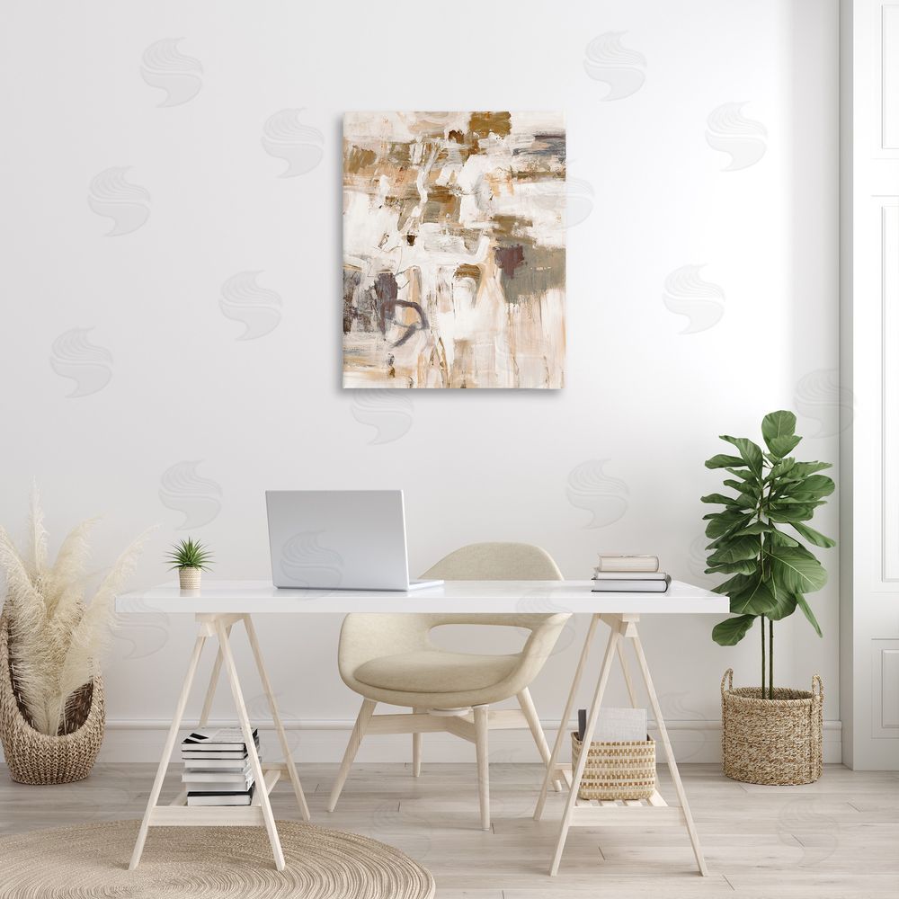 Lisa Ridgers Beige Abstract Pattern Canvas Wall Art Print in Room