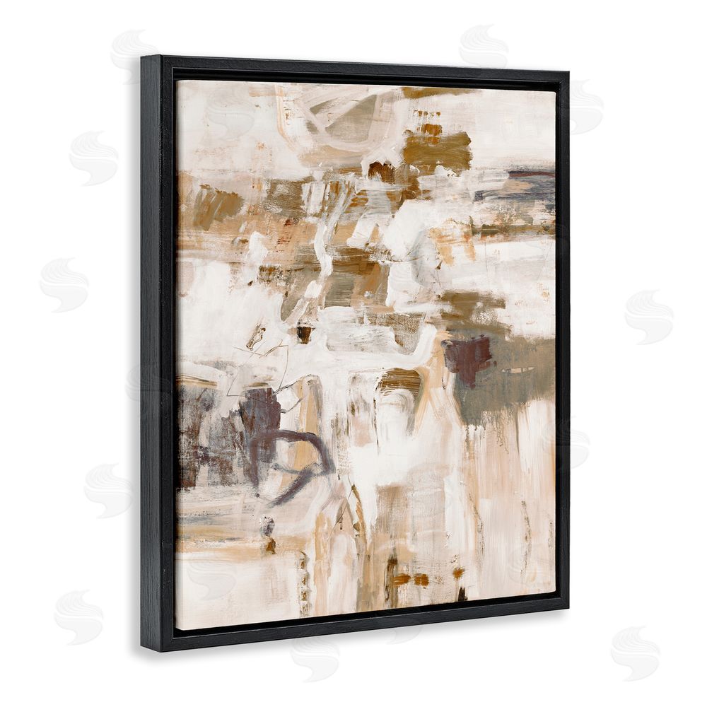 Lisa Ridgers Beige Abstract Pattern Black Floating Frame Canvas Wall Art Print