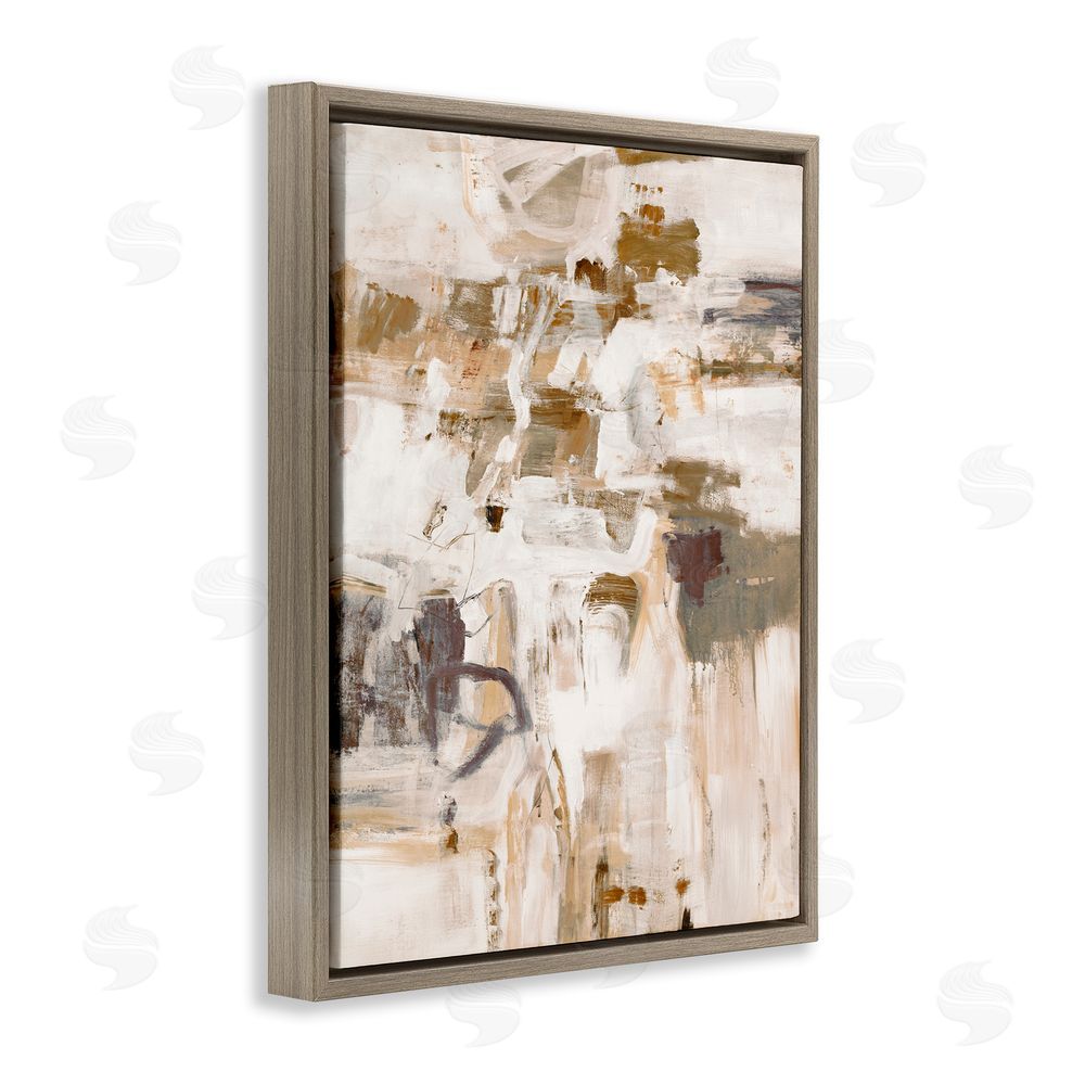 Lisa Ridgers Beige Abstract Pattern Brown Floating Frame Canvas Wall Art Print
