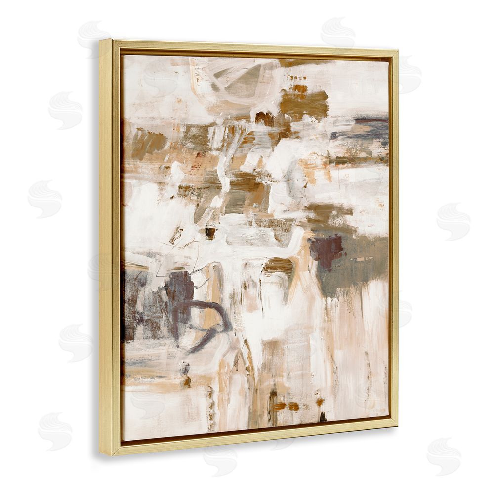 Lisa Ridgers Beige Abstract Pattern Gold Floating Frame Canvas Wall Art Print