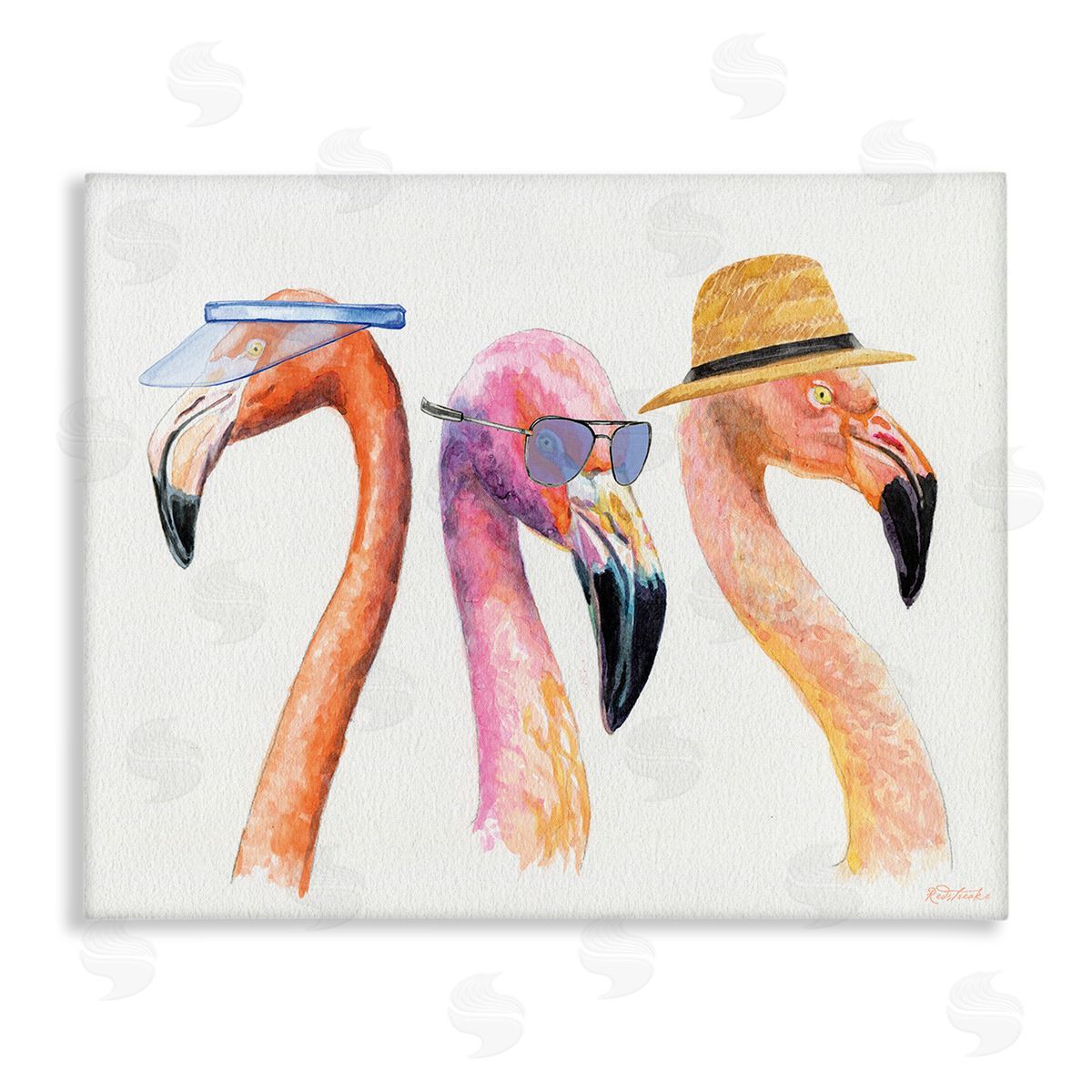 Jennifer Redstreake Summer Flamingo Fashion Stretched Canvas Wall Art Print