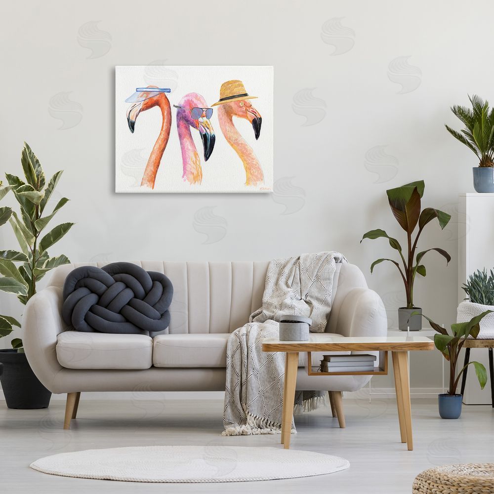 Jennifer Redstreake Summer Flamingo Fashion Canvas Wall Art Print in Room
