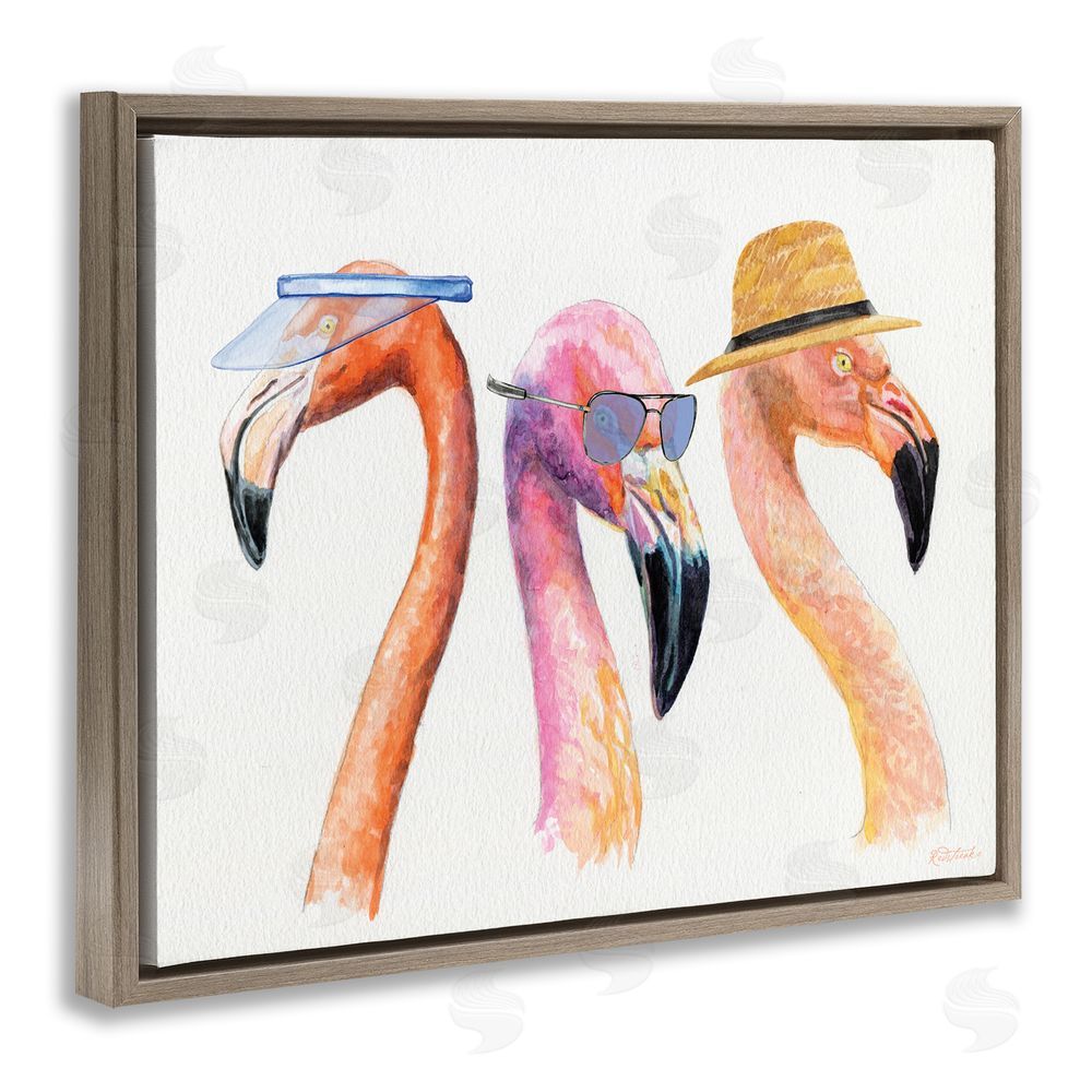 Jennifer Redstreake Summer Flamingo Fashion Brown Floating Frame Canvas Wall Art Print