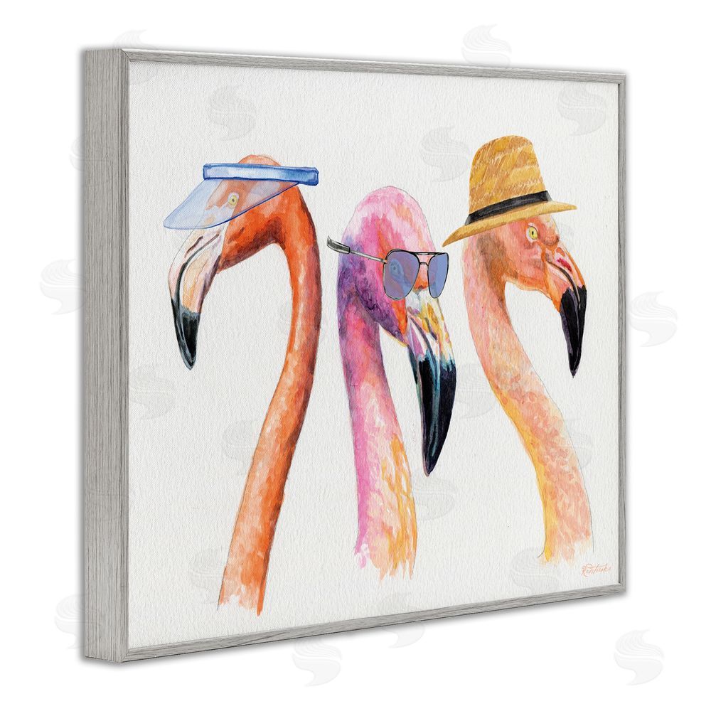 Jennifer Redstreake Summer Flamingo Fashion Gray Framed Giclee Wall Art Print