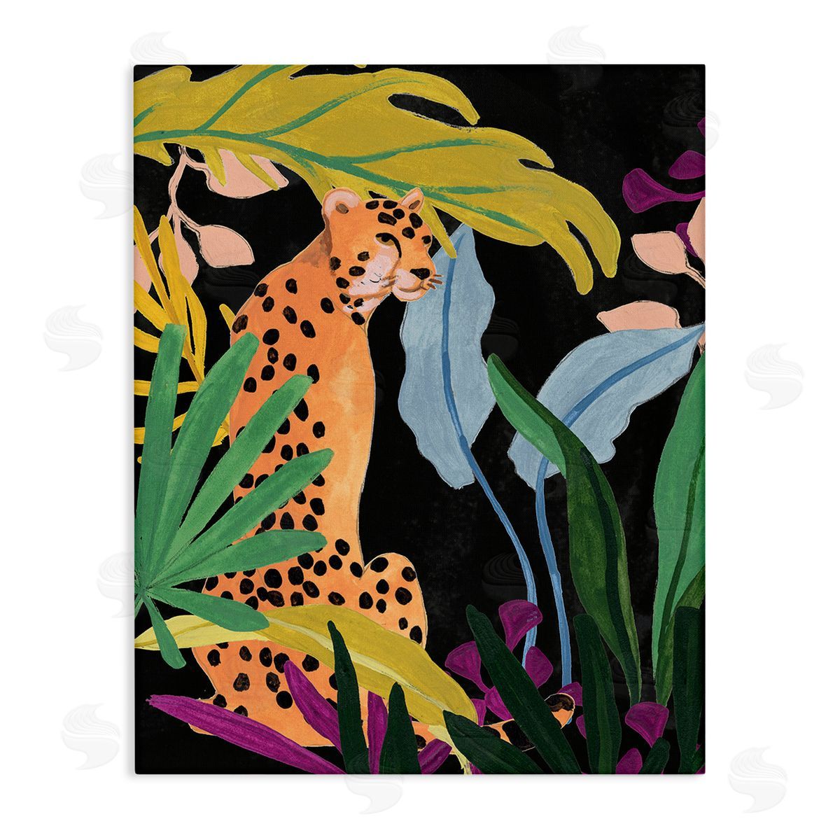 June Erica Vess Jungle Leaves & Cheetah Stretched Canvas Wall Art Print