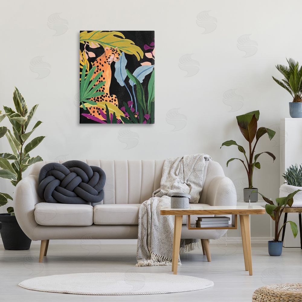 June Erica Vess Jungle Leaves & Cheetah Canvas Wall Art Print in Room