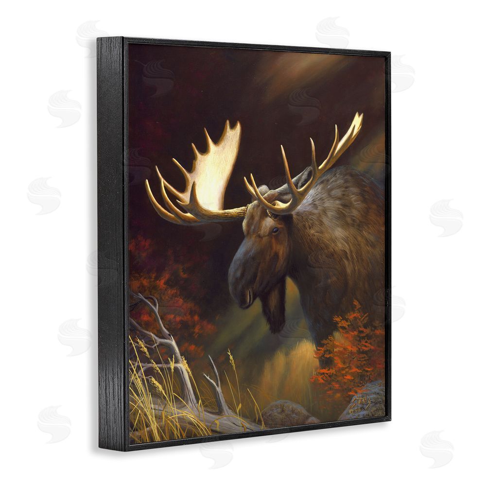 Leo Stans Woodland Moose Portrait Black Framed Giclee Wall Art Print