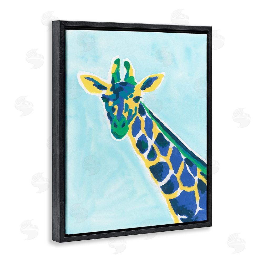 June Erica Vess Modern Hue Giraffe Black Floating Frame Canvas Wall Art Print