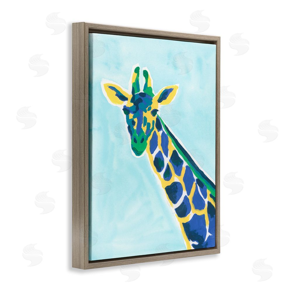 June Erica Vess Modern Hue Giraffe Brown Floating Frame Canvas Wall Art Print