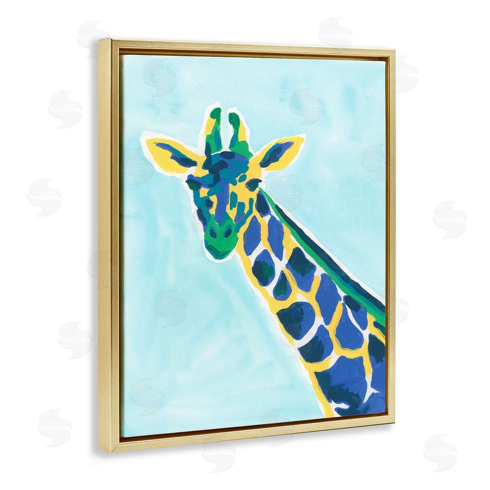 June Erica Vess Modern Hue Giraffe Gold Floating Frame Canvas Wall Art Print