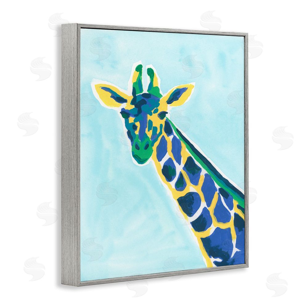 June Erica Vess Modern Hue Giraffe Gray Framed Giclee Wall Art Print