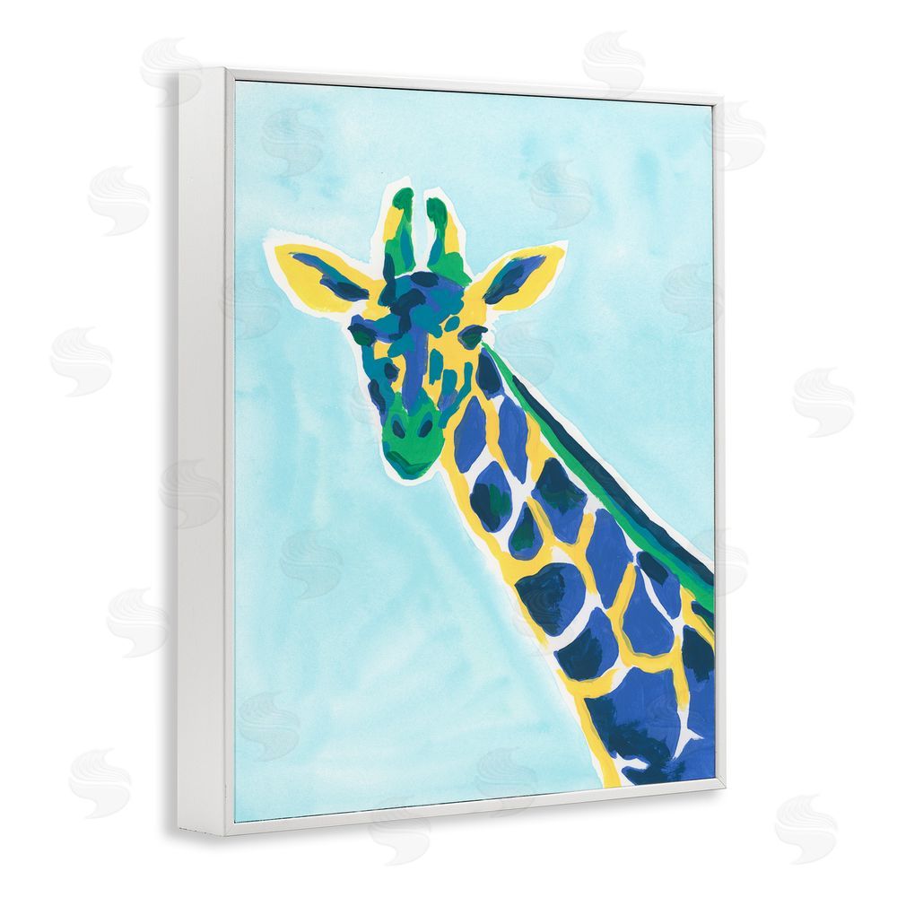June Erica Vess Modern Hue Giraffe White Framed Giclee Wall Art Print